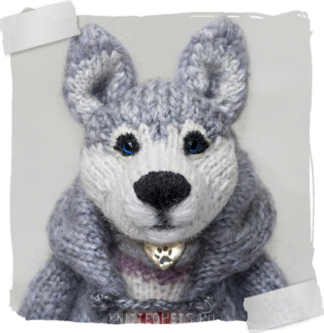 Husky dog knitted toy 